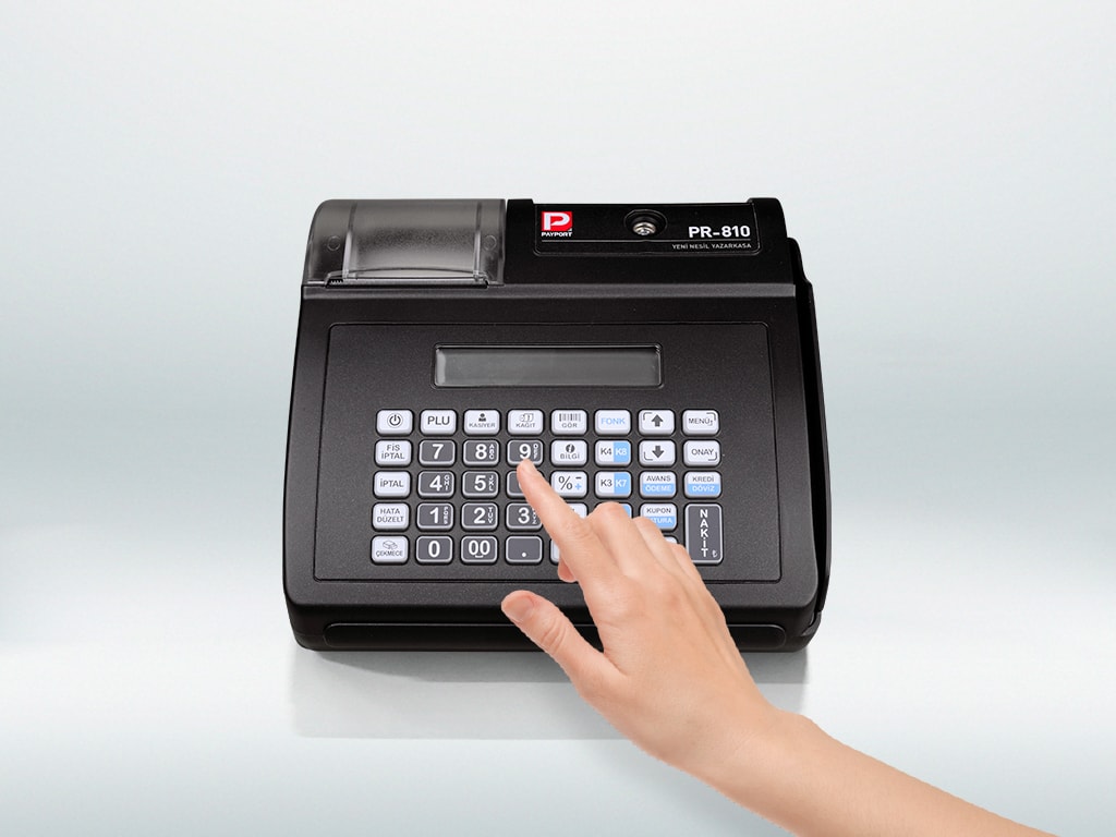 Payport PR-810 mali onaylı yazarkasa geniş ve ergonomik tuşu ile hızlı satış imkanı
